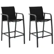 Garden Bar Chairs 2 pcs Black Textilene vidaXL