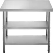 Stainless Steel Prep Table, 1520x450x855 mm Commercial Stainless Steel Table, 2 Adjustable Undershelf BBQ Prep Table, Heavy Duty Kitchen Work Table, for Garage, Home, Warehouse, Kitchen