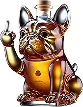 French Bulldog Whiskey Decanter - Middle Finger Statue for Men's Gifts -10oz Engraved Home Bar Decor - Unique Wine Bottle Set w/Dog Shape (Creative Birthday) A