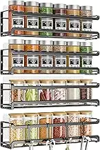 Bunoxea Spice Rack wall mounted 4 Pack, Space-Saving Spice Organizer for Spice Jars and Seasonings,Screw or Adhesive Hanging Spice Rack Organizer for Your Kitchen Cabinet,or Pantry Door