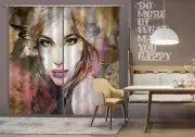 3D Watercolor Art Fashion Girl NAO002 Photo Curtain Printing Fabric Window Fay