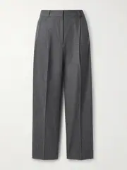 [TOTEME] TOTEME - Pleated Wool-blend Felt Wide-leg Pants - Gray - DK40 DK 40 Gray