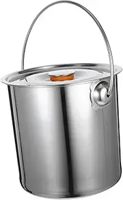 Parliky Outdoor Stainless Steel Firewood Bucket with Lid Portable Firewood Storage for Camping Durable Bucket for Adding Wood Blocks and Logs for Outdoor Adventures