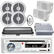 400W Amplifier, Marine 6.5" and 3.5" Speaker Set,Bluetooth USB Antenna Radio Set