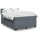 Box Spring Bed Queen Velvet Dark Grey Mattress Topper Pocket Spring 6492
