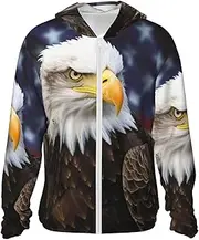 [LHBWCVN] UPF 50+ Light Jacket Full Zip Sun Protection Hoodie for Women Men Long Sleeve American Bald Eagle Sun Shirts