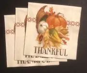 3 Individual IHR Thankful Cornucopia Thanksgiving Luncheon Decoupage Napkins