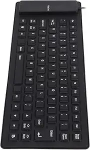 Waterproof Silicone Keyboard, Foldable Flexible Keyboard Slim USB Mute Gaming Keyboard, 85 Keys, Roll-up Silent Soft Keyboard, USB Wired Silicone Keyboard for PC Notebook Laptop