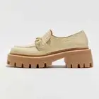 Urban Outfitters Boca Lugged Loafer Women's Size 9 Cream Croc Leather Shoes