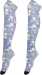 [FRODOTGV] Lavender Wildflowers Over-Knee Stockings for Women Lightweight Over Knee Long Stockings for Women High Thigh Socks, Lavender Wildflowers