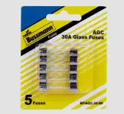 Bussmann Buss 30 amps 32V AGC Automotive Fuse Glass Tube 5pk BP/AGC-30-RP NEW!!!