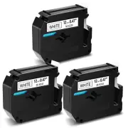 3PK 12mm Label Tape Ribbons for Brother P-touch M-K231 MK231 Black on White 1/2"