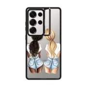 Galaxy S25 Ultra Impact Ring Stand Case Denim Besties Dark and Blonde BFF Case