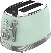 [Cecotec] Toaster Toast&Taste 800 Vintage Light Green, 850 W, Double Extra Wide Short Slots of 3.8 cm, 2 Toast Slices, Stainless Steel Finish, Vintage Style, 3 Functions, Green