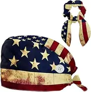 [YTYVAGT] Scrub Caps Women,Scrub Hats Suitable for Women,Vintage American Flag Print