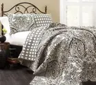 Lush Decor Aubree Quilt Paisley Damask Print Pattern Reversible 3 Piece Lightwei