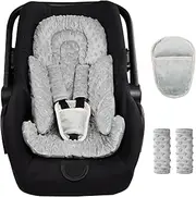 Infant Car seat Insert Boy Girl, 3 in 1 Newborn Carseat Insert with Strap Pads, Car Seat Head Support for Baby Strollers, Swings, and Bouncers, Comfortable and Machine Washable, Grey
