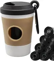 Poop Bag Holder - Coffee Cup Design Pet Poop Bag Dispenser | Portable Dog Waste Carrier with Carabiner Clip, Travel Poop Bag Organizer for Dogs and Cats, Perfect for Walks, Parks, Hiking, and Outdoor