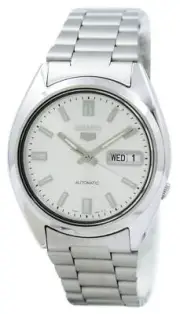 Seiko 5 Automatic White Dial Silver Stainless Steel Band SNXS73K1 Men's Watch