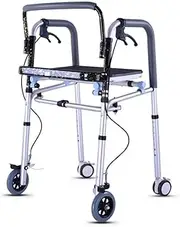 Walker,Compact Folding Walker with Detachable Seat, 4 Wheel Medical Rolling Walker with Wheels and Brake Handle, Supports up to 350 lbs, Compact Lightweight & Portable Little Surprise