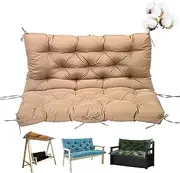 Outdoor Porch Swing Cushion with Backrest Waterproof Bench Cushion for 2 Seater 3 Seater Garden Furniture Replacement Seat Cushion with Non-Slip Ties for Patio Furniture