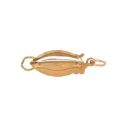 14K Solid Yellow Gold Oval Marquise Safety Clasp Elongated Shape and Sleek