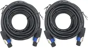 ROCMUZZK 2 Pack 100ft Pro Speakon to Speakon Cable, Pair 12AWG Patch Cords, Professional Speakon Audio Cable Cord with NL4FC Connectors