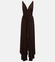 [Norma Kamali] Norma Kamali Goddess pleated jersey maxi dress AU 10 brown