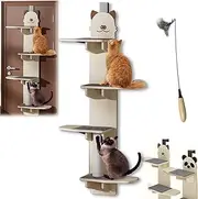 Door Hanging Cat Shelf, Door Hanger Mounted cat Ladder, Multi Level Hanging pet Shelf, Pet Jump Shelf, 4-Levels Over Climber for Indoor pet (PET-B, 150CM, 4)