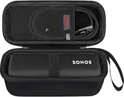 Carrying Case ​for Sonos Roam 2 / Sonos Roam Portable Waterproof Bluetooth Speaker, Compact Wireless Speaker Hard Travel Protective Bag Storage Holder, Extra Mesh Pocket Fits Cable, Black