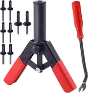 Mardatt 42Pcs Plastic Rivet Gun Set with 40Pcs 4Sizes Nylon Blind Rivets and 1Pcs Bonus Fastener Removal Tool, Hand Riveter Suitable for Automotive and More
