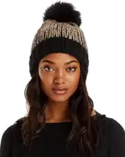 MSRP $78 Aqua Pom Pom Knit Hat Black Size OSFA