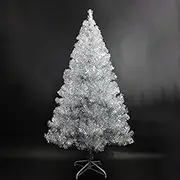 Ariv Hommey 7ft 2.1m Silver Christmas Tree, with Bushy 1183 Tips Metal Stand, Easy Assembly 210cm Artificial Xmas Tree Decoration for Indoor Outdoor Home Party Holiday