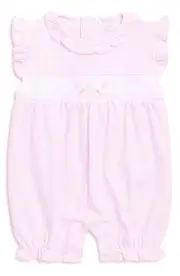 Kissy Kissy Embroidered Pima Cotton Bubble Romper in Pink at Nordstrom, Size 6-9M