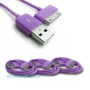 3X 10FT 30-PIN USB SYNC DATA POWER CHARGER PURPLE CABLE IPHONE IPOD TOUCH IPAD