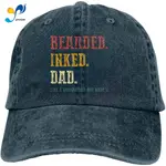 BEARDED INKED DAD LIKE A 普通爸爸但 BADASS 可調節 CASQUETTE 牛仔帽運動戶外帽