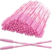 Upgrade 100pcs Silicone Mascara Wands, Disposable Mascara Wand, Silicone Spoolies, Soft Lash Spoolies Brush for Eyelash Extensions, Lift and Brow Two-toned Pole with Containe(Pink)