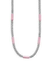 Lagos Sterling Silver Pink Caviar Pink Ceramic Bead Station Necklace, 18