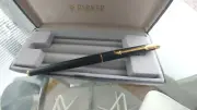 NEW PARKER ARROW SLIM MATTE BLACK FOUNTAIN PEN 22K GOLD PLATED NIB+ CONVERTER