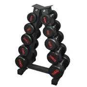 2.5kg to 15kg 5 Pairs Total 80kg Commercial Round Rubber Dumbbell with Rack