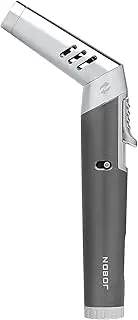 JOBON Torch Lighter, Adjustable Lockable Bendable Nozzle Jet Flame Refillable Butane Lighter with Gas Window for Candle Grill Baking Camping- No Gas Included (Grey)