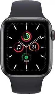 Apple Watch SE (2020) - 32GB - Space Grey-Aluminum-Sport Band-Black - GPS - 44mm - Space Grey - Aluminum - Black - Sport Band - Rubber - Refurbished (Good Condition)