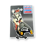 Quirky Fun Japan Sticker Sexy Beautiful Mouse Girl Red Polka Dot B-Side Label
