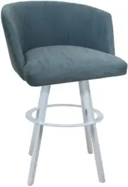 Counter Bar Stool Swivel Metal 26" Seat - Joey - Blue Vinyl - White