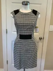 Cue Black & White Geometric Patterned Dress, Size 10 (AUS) Small (US), NWT! $295