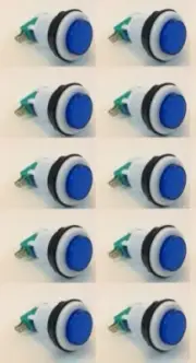 ILLUMINATED GAMING BUTTON (MOMENTARY) COLOR VARIANCE (10 PACK, BLUE)
