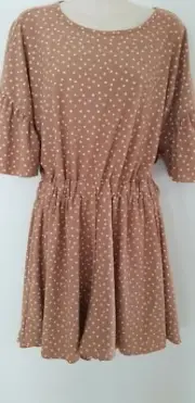 LADIES* BROWN POLKA DOT,JUMPSUIT*SIZE 14