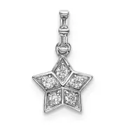14k White Gold Real Diamond Star Pendant