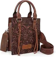 [Wrangler] Mini Tote Bag for Women Tooling Top Handle Handbag and Small Crossbody Bag