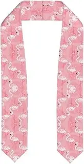 [SKKNT] Summer Flamingo Palm Leaves Print Graduation Shawl Stole For Academic Commencements Honor Sash Congratulations Gift, Flattened, One Size